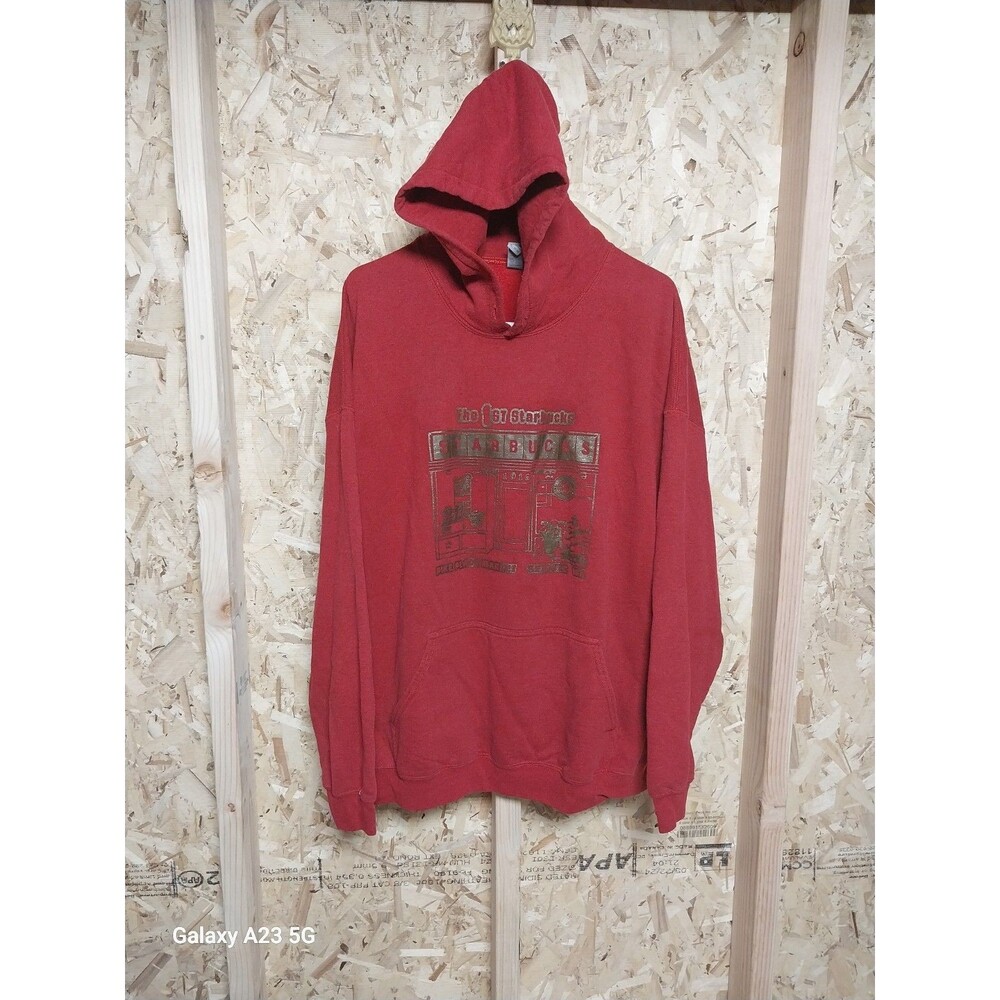 The Original Starbucks Pike Place Market Seattle Red Hoodie Unisex Size XXL